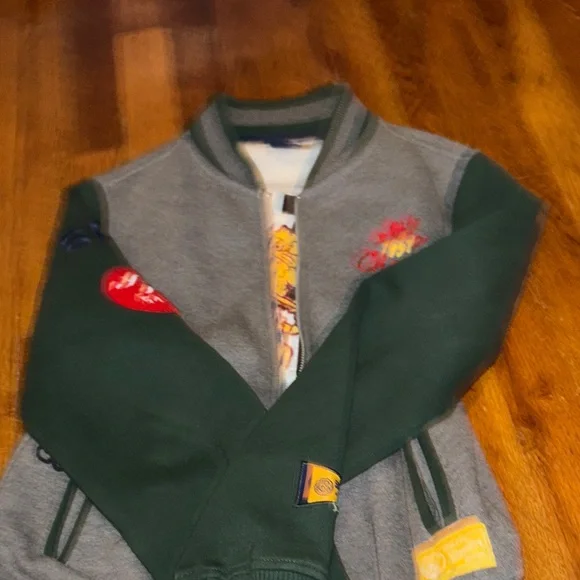 Superdry varsity boys Gray Green Jacket embroidered US 6 M Small - Picture 9 of 11